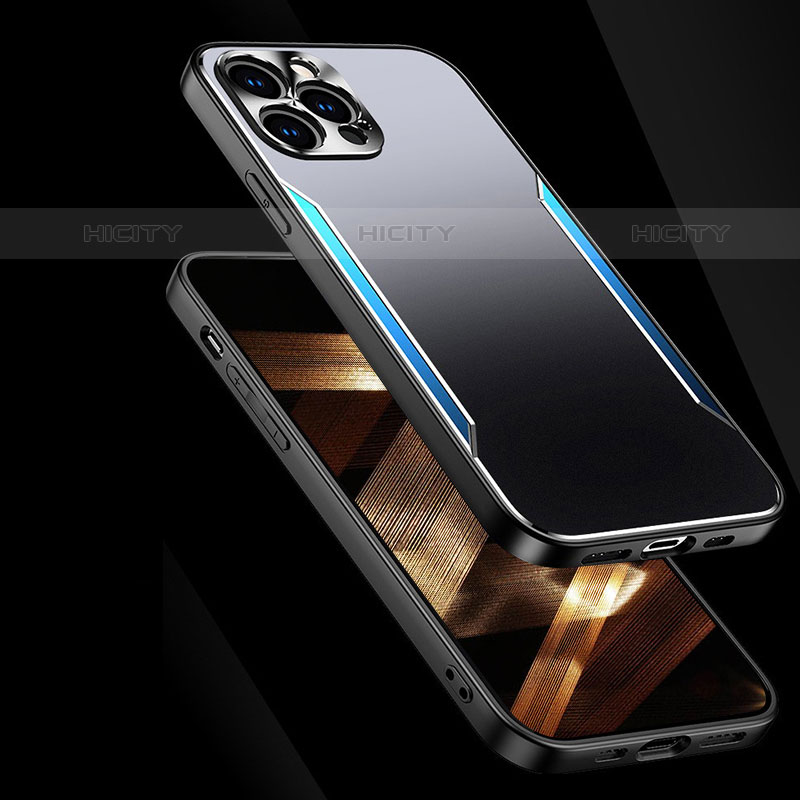 Handyhülle Hülle Luxus Aluminium Metall Tasche M05 für Apple iPhone 15 Pro Max groß