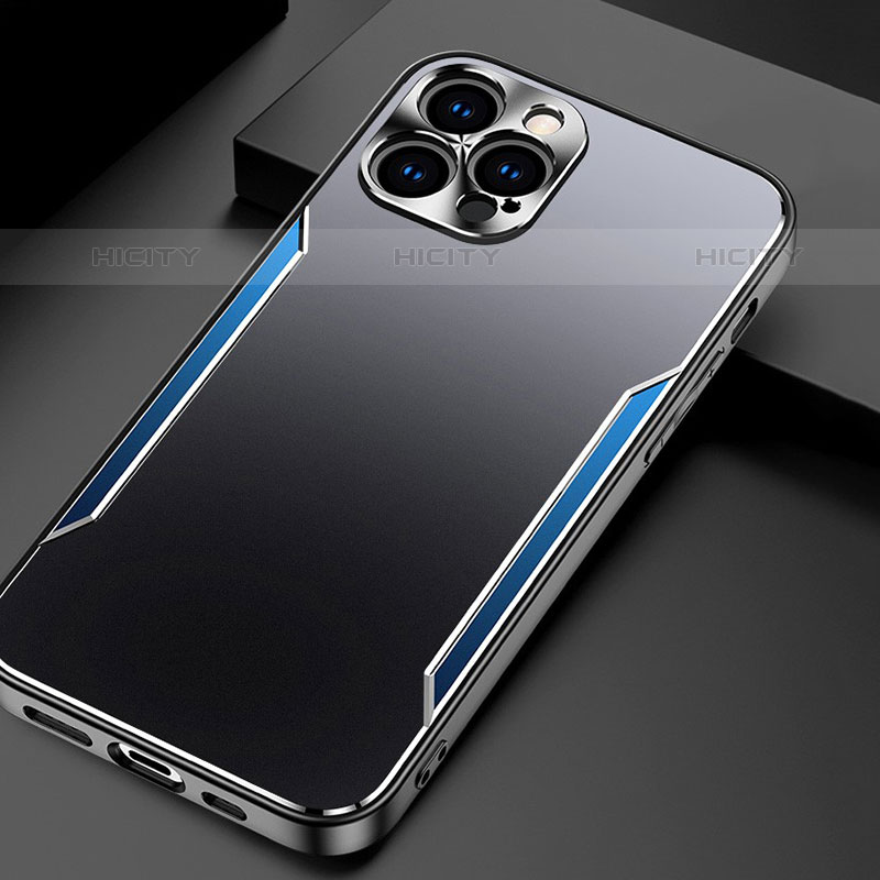 Handyhülle Hülle Luxus Aluminium Metall Tasche M05 für Apple iPhone 15 Pro Max groß