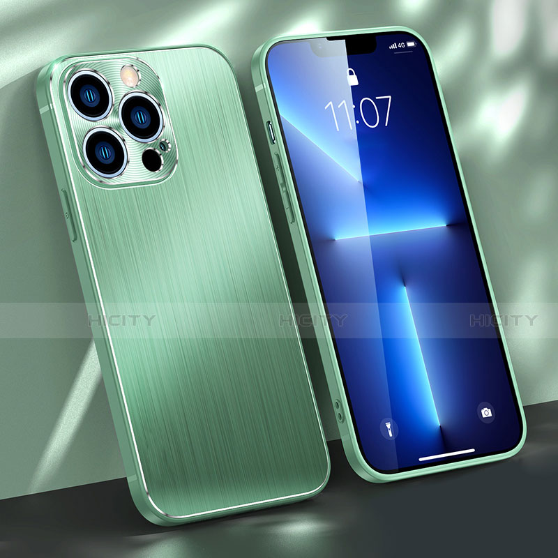 Handyhülle Hülle Luxus Aluminium Metall Tasche M09 für Apple iPhone 13 Pro Grün Plus