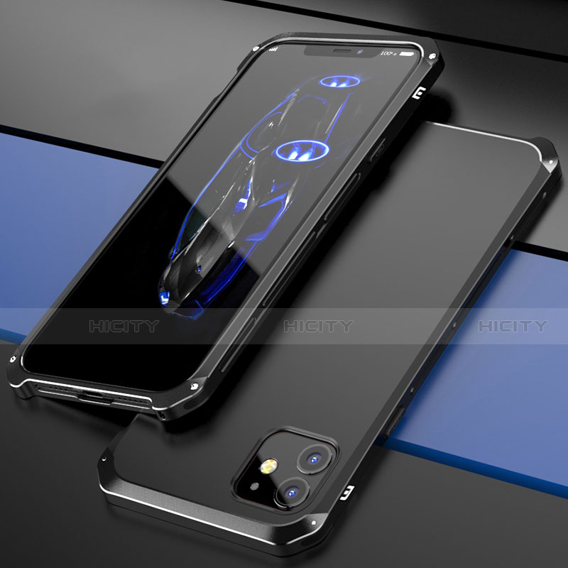 Handyhülle Hülle Luxus Aluminium Metall Tasche T02 für Apple iPhone 12 Mini Schwarz Plus