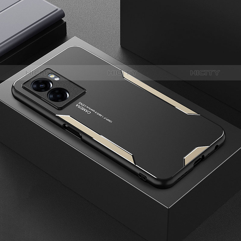 Handyhülle Hülle Luxus Aluminium Metall und Silikon Rahmen Tasche für OnePlus Nord N20 SE Gold