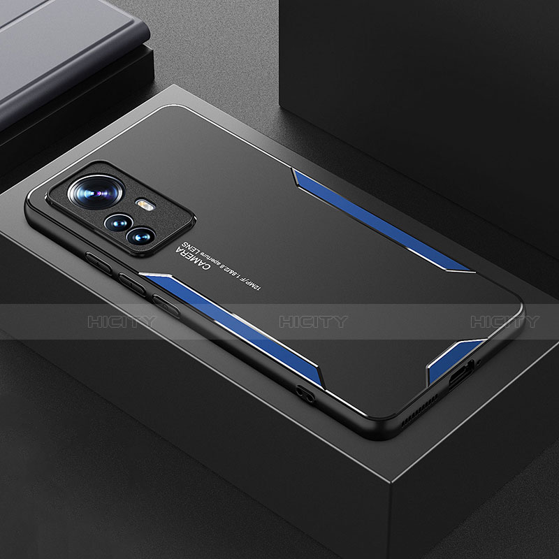 Handyhülle Hülle Luxus Aluminium Metall und Silikon Rahmen Tasche für Xiaomi Mi 12 5G Blau Plus