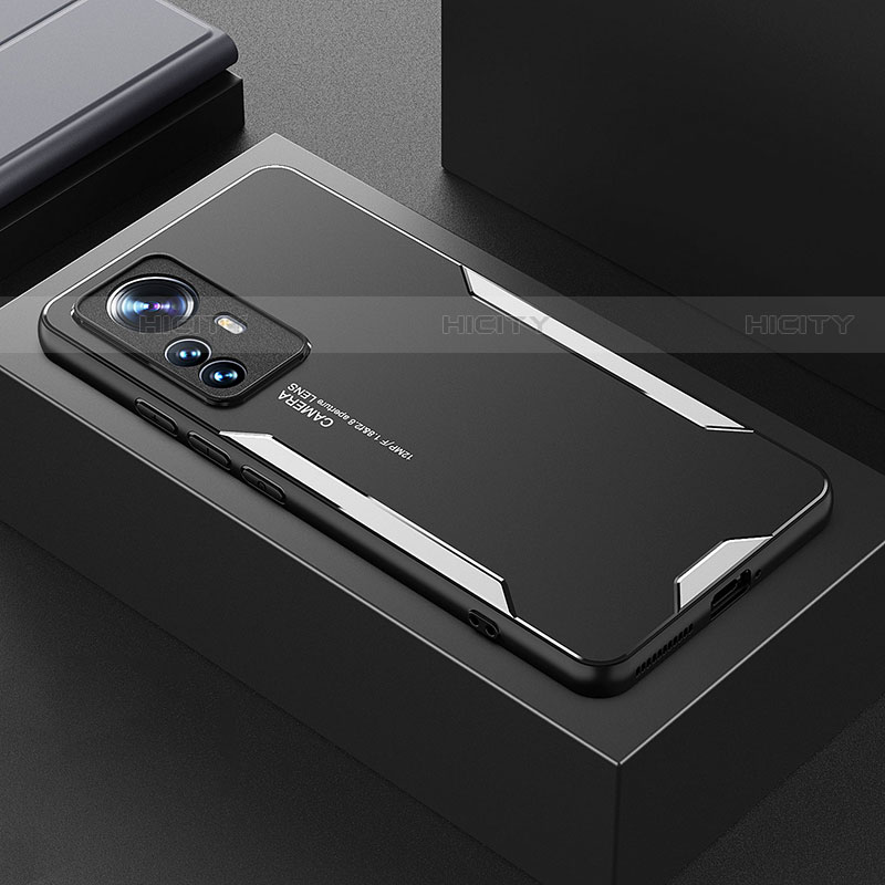 Handyhülle Hülle Luxus Aluminium Metall und Silikon Rahmen Tasche für Xiaomi Mi 12S Pro 5G Silber