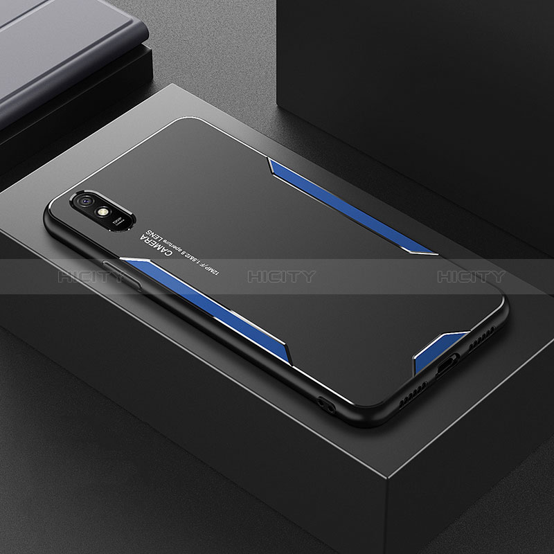 Handyhülle Hülle Luxus Aluminium Metall und Silikon Rahmen Tasche für Xiaomi Redmi 9AT Blau Plus