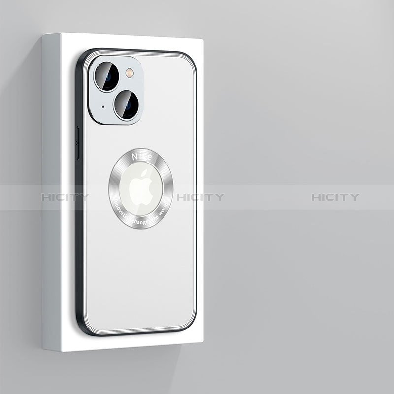 Handyhülle Hülle Luxus Aluminium Metall und Silikon Rahmen Tasche mit Mag-Safe Magnetic Magnetisch JL4 für Apple iPhone 14 Plus Silber