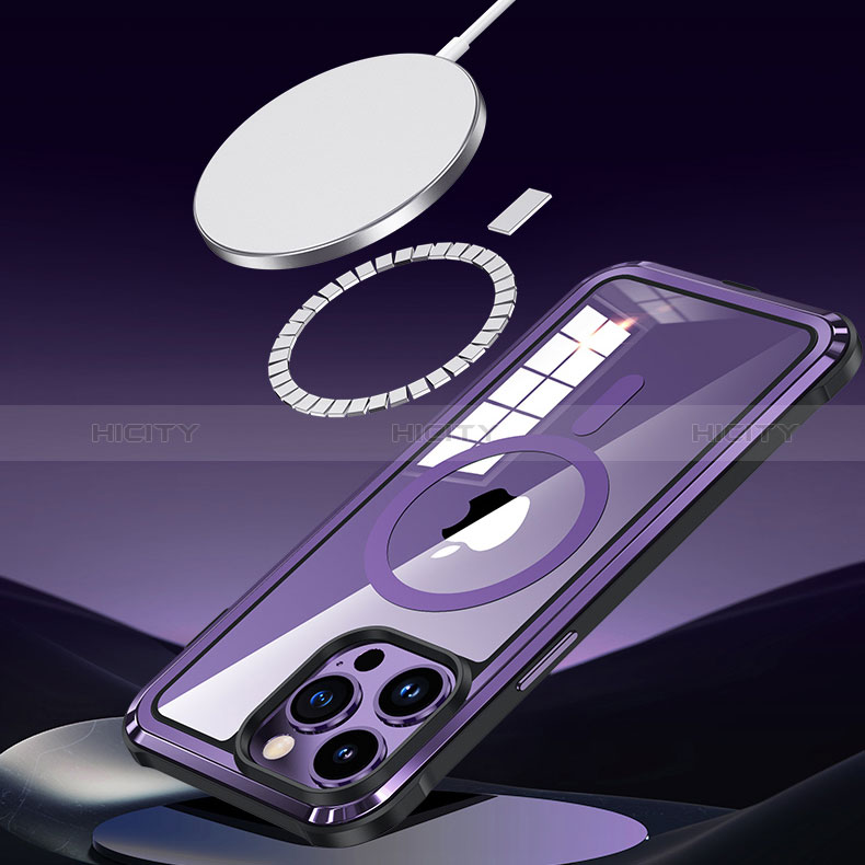 Handyhülle Hülle Luxus Aluminium Metall und Silikon Rahmen Tasche mit Mag-Safe Magnetic Magnetisch QC1 für Apple iPhone 13 groß