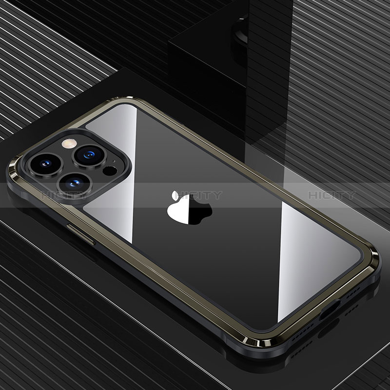 Handyhülle Hülle Luxus Aluminium Metall und Silikon Rahmen Tasche QC1 für Apple iPhone 13 Pro Max groß