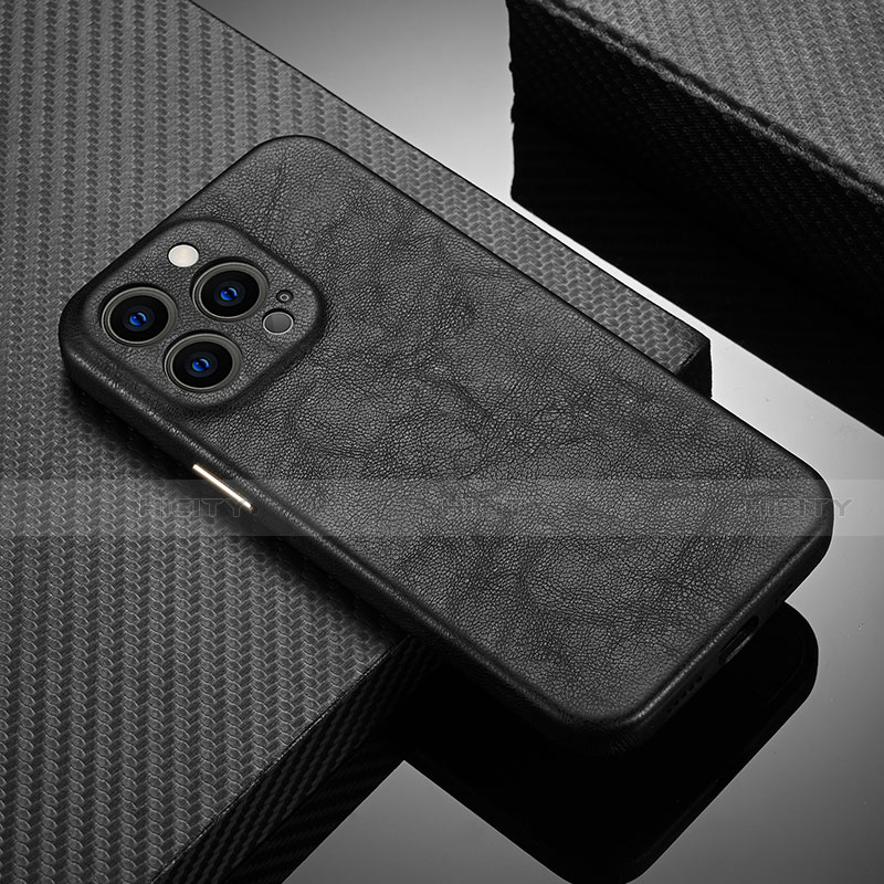 Handyhülle Hülle Luxus Leder Schutzhülle A10 für Apple iPhone 15 Pro Schwarz Plus