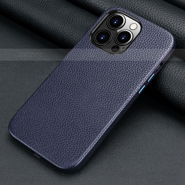 Handyhülle Hülle Luxus Leder Schutzhülle A13 für Apple iPhone 15 Pro Blau Plus