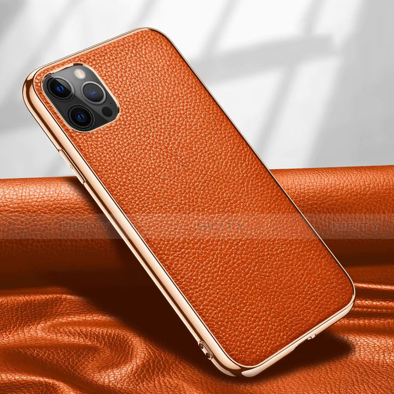 Handyhülle Hülle Luxus Leder Schutzhülle für Apple iPhone 12 Pro Max Orange