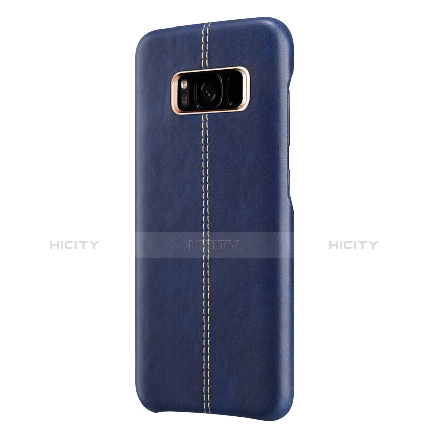 Handyhülle Hülle Luxus Leder Schutzhülle L01 für Samsung Galaxy S8 Blau groß