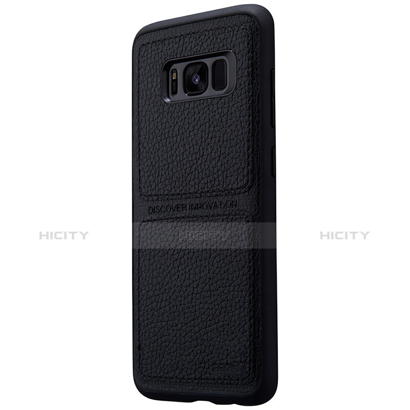 Handyhülle Hülle Luxus Leder Schutzhülle L01 für Samsung Galaxy S8 Schwarz groß