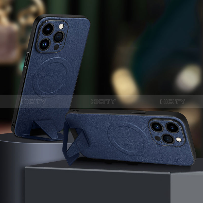 Handyhülle Hülle Luxus Leder Schutzhülle mit Mag-Safe Magnetic Magnetisch für Apple iPhone 14 Pro Blau