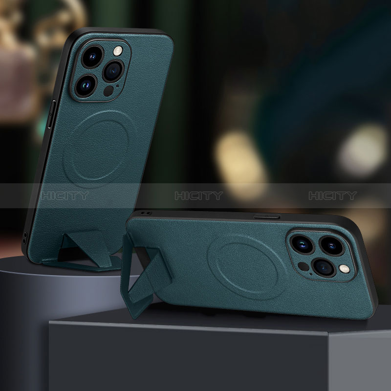 Handyhülle Hülle Luxus Leder Schutzhülle mit Mag-Safe Magnetic Magnetisch für Apple iPhone 15 Pro Grün Plus