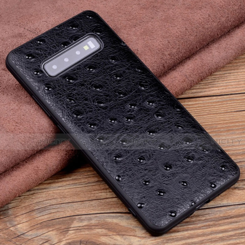 Handyhülle Hülle Luxus Leder Schutzhülle R04 für Samsung Galaxy S10 Plus Schwarz