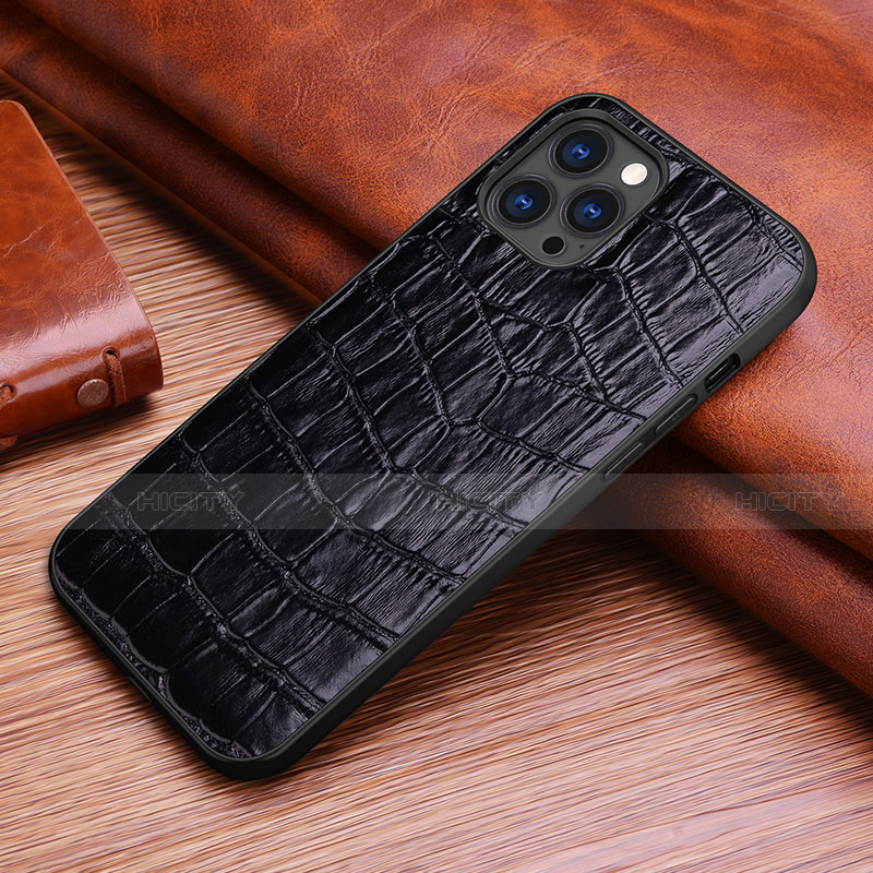 Handyhülle Hülle Luxus Leder Schutzhülle S02 für Apple iPhone 13 Pro Max Schwarz
