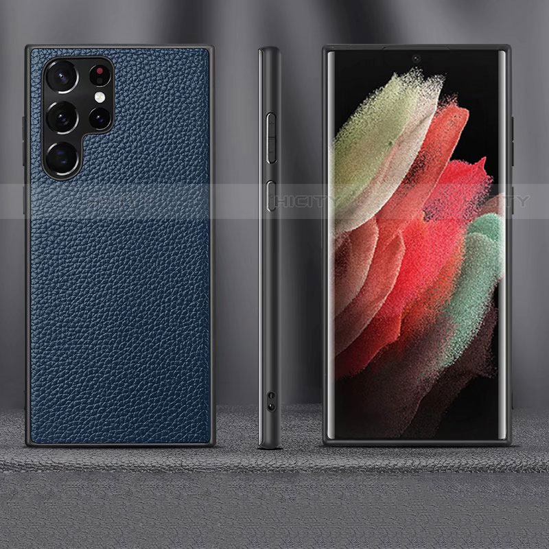 Handyhülle Hülle Luxus Leder Schutzhülle T01 für Samsung Galaxy S21 Ultra 5G Blau Plus