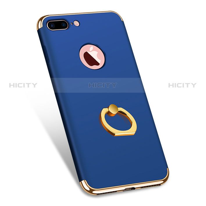 Handyhülle Hülle Luxus Metall Rahmen und Kunststoff F04 für Apple iPhone 8 Plus Blau groß