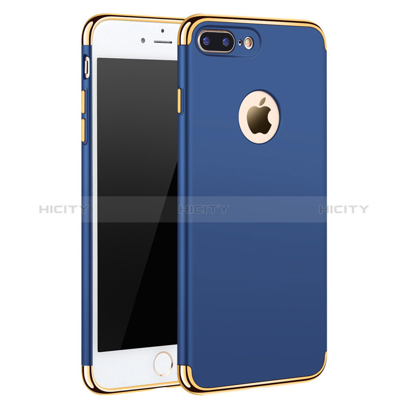 Handyhülle Hülle Luxus Metall Rahmen und Kunststoff F05 für Apple iPhone 8 Plus Blau Plus