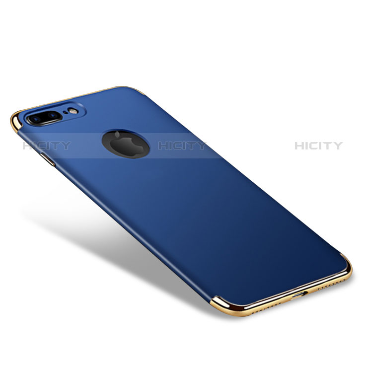 Handyhülle Hülle Luxus Metall Rahmen und Kunststoff F05 für Apple iPhone 8 Plus Blau groß