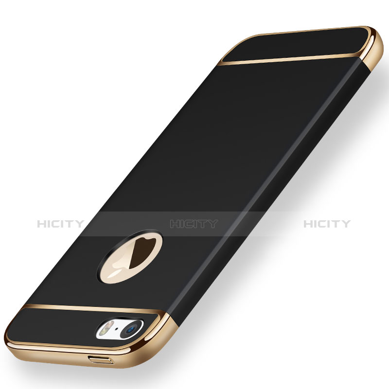 Handyhülle Hülle Luxus Metall Rahmen und Kunststoff für Apple iPhone 5 Schwarz Plus