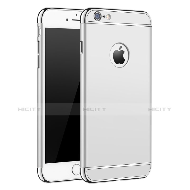 Handyhülle Hülle Luxus Metall Rahmen und Kunststoff für Apple iPhone 6 Silber groß