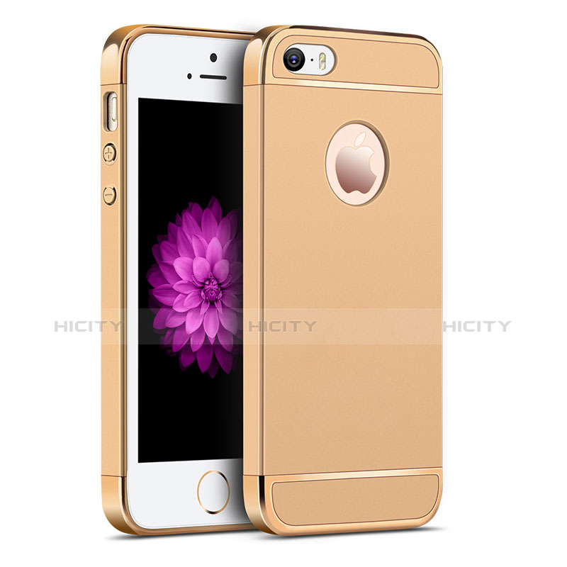 Handyhülle Hülle Luxus Metall Rahmen und Kunststoff für Apple iPhone SE Gold groß