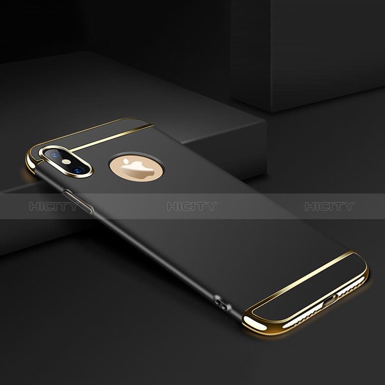 Handyhülle Hülle Luxus Metall Rahmen und Kunststoff für Apple iPhone Xs Max Schwarz