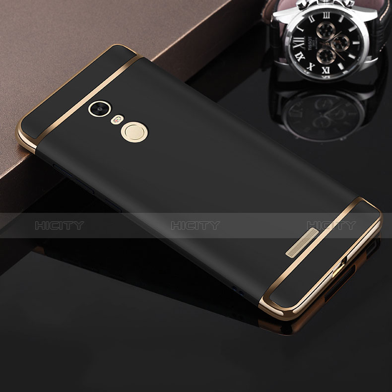 Handyhülle Hülle Luxus Metall Rahmen und Kunststoff für Xiaomi Redmi Note 3 MediaTek Schwarz groß