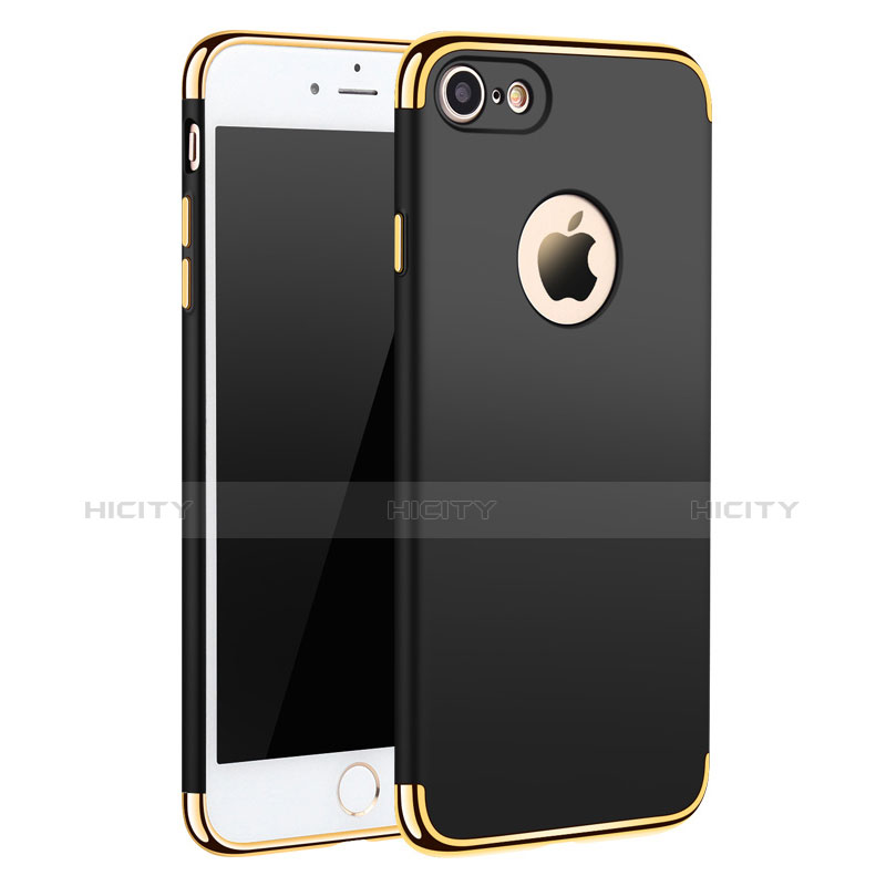 Handyhülle Hülle Luxus Metall Rahmen und Kunststoff M01 für Apple iPhone 7 Schwarz Plus