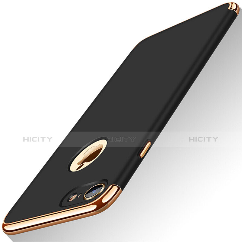 Handyhülle Hülle Luxus Metall Rahmen und Kunststoff M01 für Apple iPhone 7 Schwarz groß
