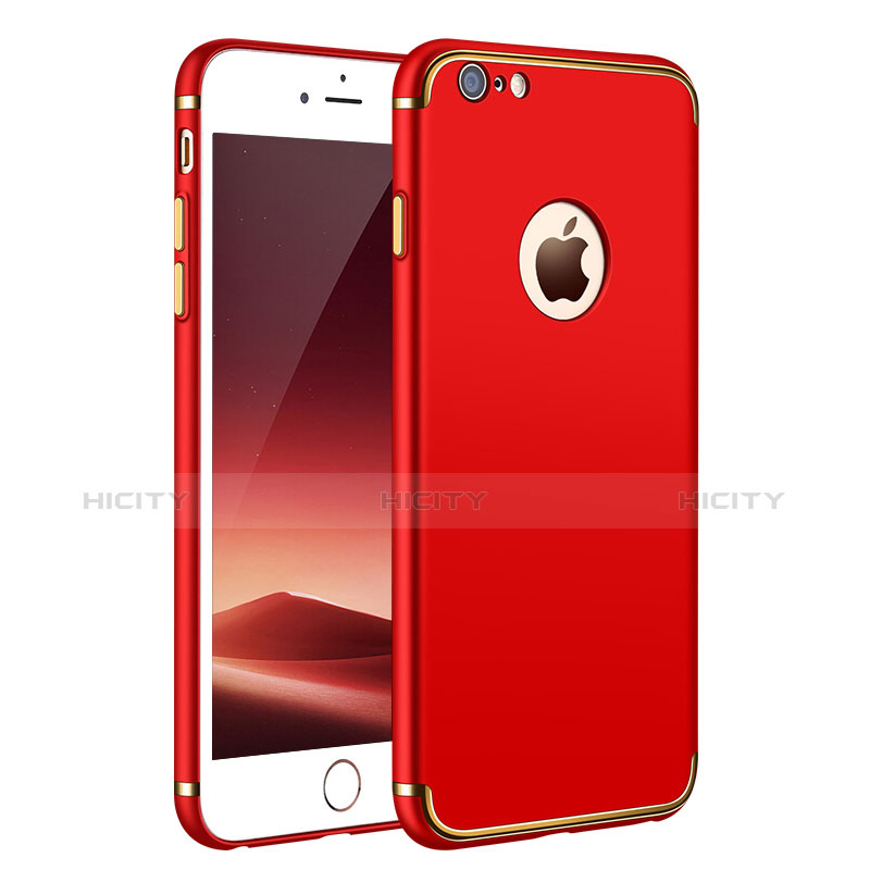 Handyhülle Hülle Luxus Metall Rahmen und Kunststoff M02 für Apple iPhone 6S Rot Plus