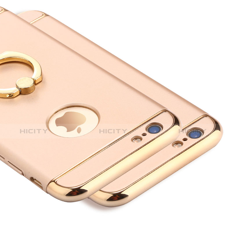 Handyhülle Hülle Luxus Metall Rahmen und Kunststoff mit Fingerring Ständer A05 für Apple iPhone 6 Gold