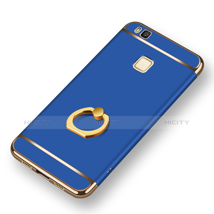 Handyhülle Hülle Luxus Metall Rahmen und Kunststoff mit Fingerring Ständer für Huawei G9 Lite Blau