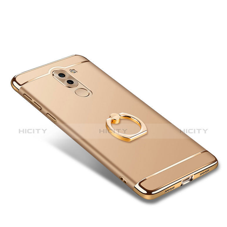 Handyhülle Hülle Luxus Metall Rahmen und Kunststoff mit Fingerring Ständer für Huawei Honor 6X Pro Gold groß