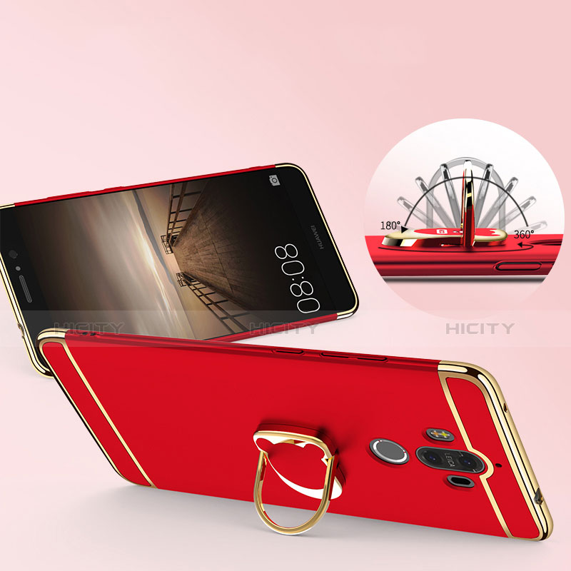 Handyhülle Hülle Luxus Metall Rahmen und Kunststoff mit Fingerring Ständer für Huawei Mate 9 Rot groß