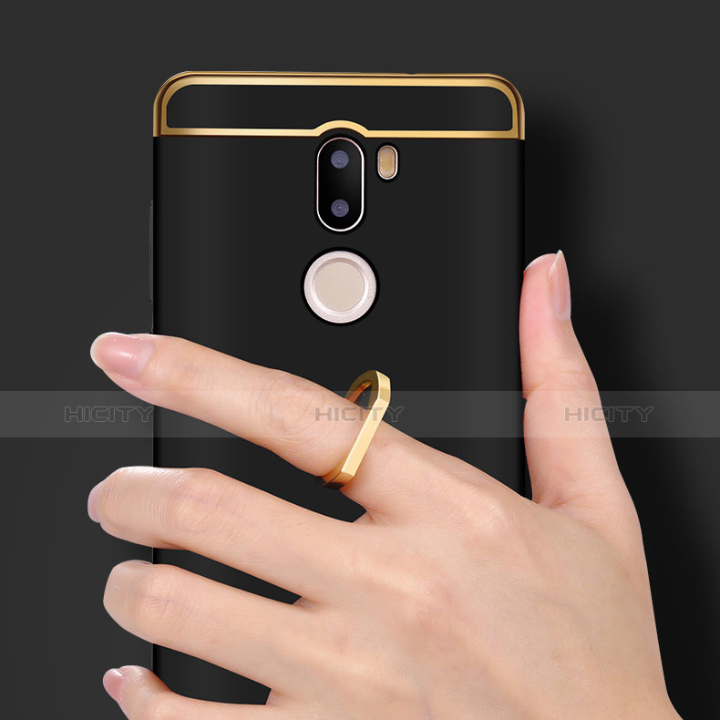 Handyhülle Hülle Luxus Metall Rahmen und Kunststoff mit Fingerring Ständer für Xiaomi Mi 5S Plus Schwarz