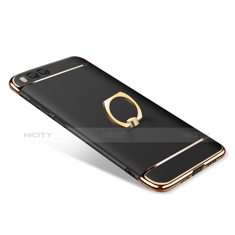 Handyhülle Hülle Luxus Metall Rahmen und Kunststoff mit Fingerring Ständer für Xiaomi Mi 6 Schwarz groß