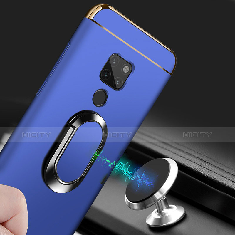 Handyhülle Hülle Luxus Metall Rahmen und Kunststoff mit Magnetisch Fingerring Ständer für Huawei Mate 20 Blau