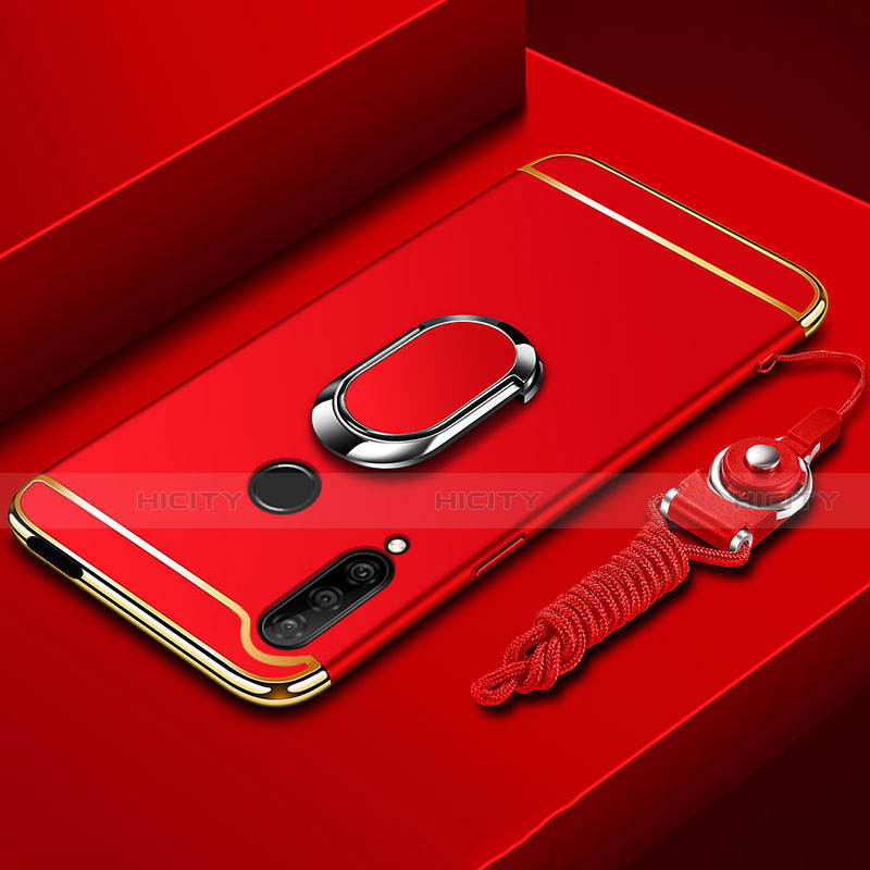 Handyhülle Hülle Luxus Metall Rahmen und Kunststoff Schutzhülle Hartschalen Tasche mit Fingerring Ständer A01 für Huawei Enjoy 10 Plus