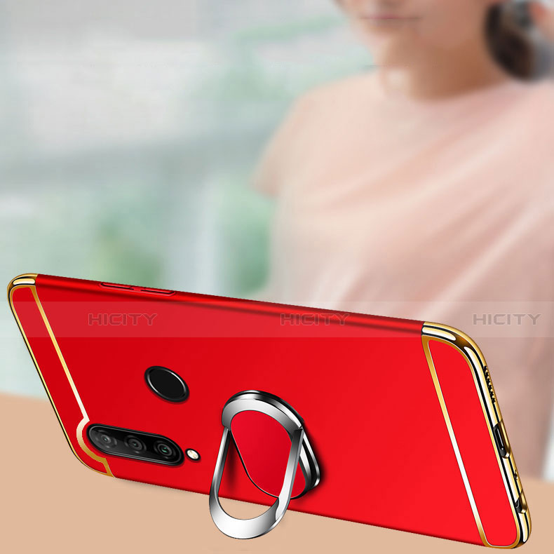 Handyhülle Hülle Luxus Metall Rahmen und Kunststoff Schutzhülle Hartschalen Tasche mit Fingerring Ständer A01 für Huawei Enjoy 10 Plus groß