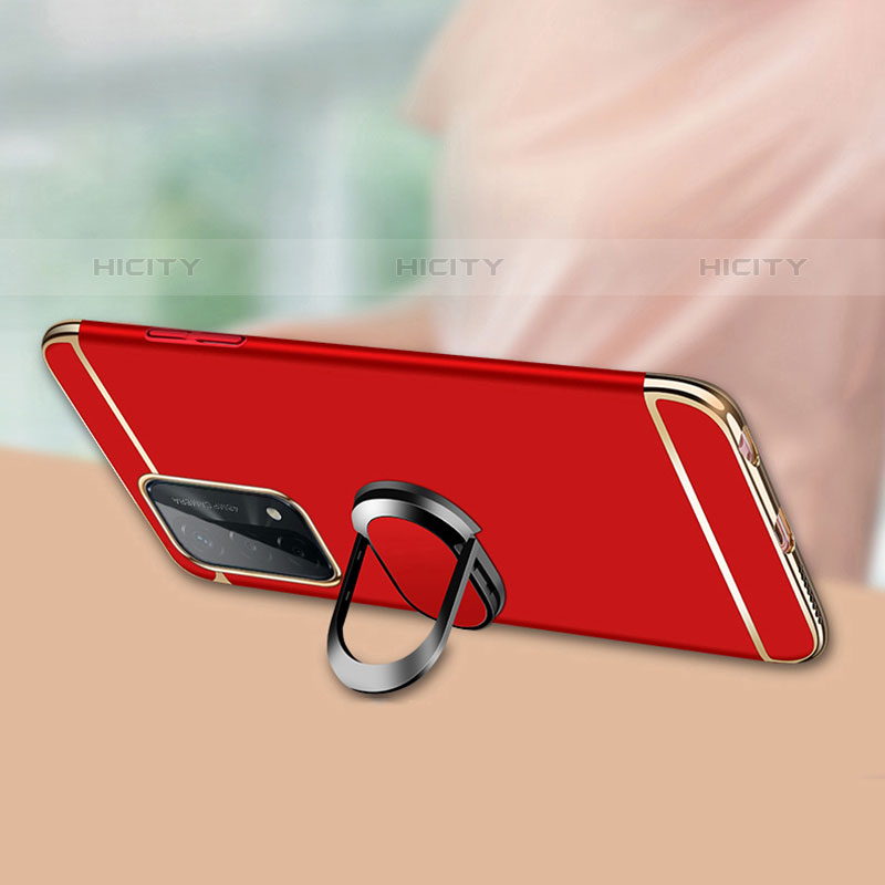 Handyhülle Hülle Luxus Metall Rahmen und Kunststoff Schutzhülle Hartschalen Tasche mit Fingerring Ständer P02 für Oppo A93 5G