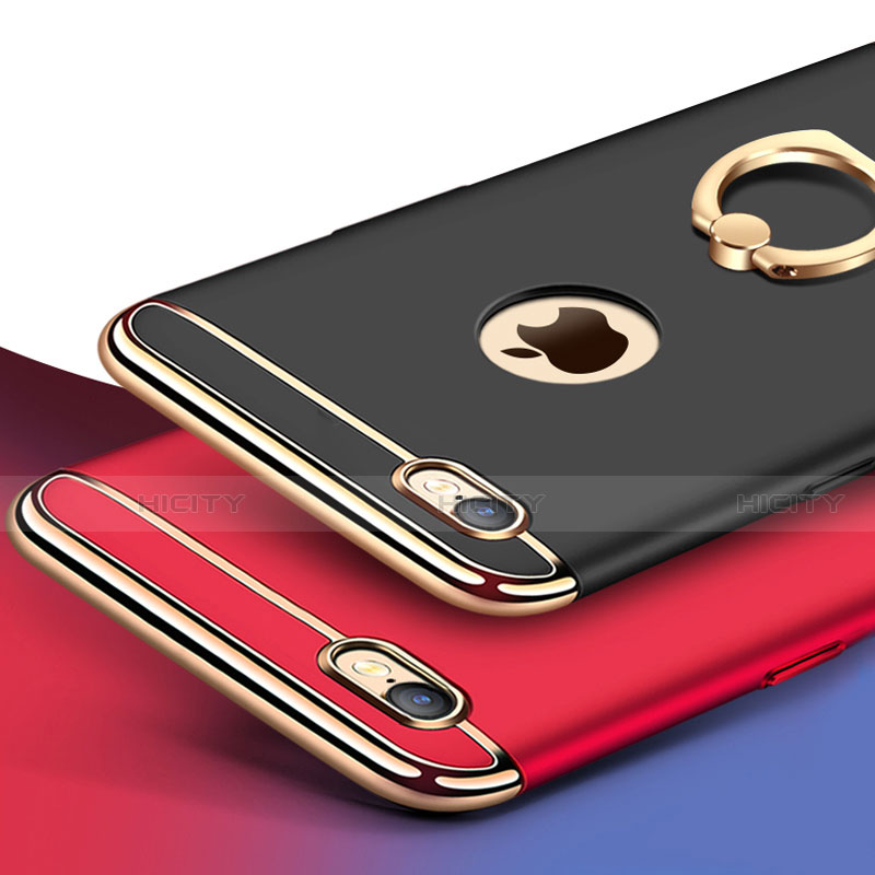 Handyhülle Hülle Luxus Metall Rahmen und Kunststoff Schutzhülle Tasche mit Fingerring Ständer A01 für Apple iPhone SE (2020)