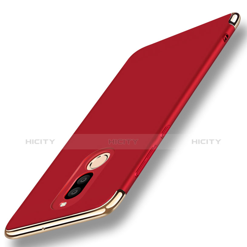Handyhülle Hülle Luxus Metall Rahmen und Kunststoff Schutzhülle Tasche mit Fingerring Ständer A01 für Huawei Mate 10 Lite Rot Plus
