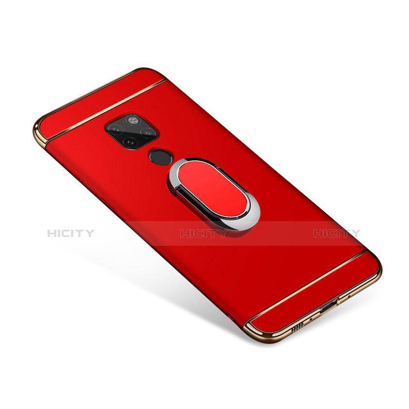 Handyhülle Hülle Luxus Metall Rahmen und Kunststoff Schutzhülle Tasche mit Fingerring Ständer A01 für Huawei Mate 20 Rot