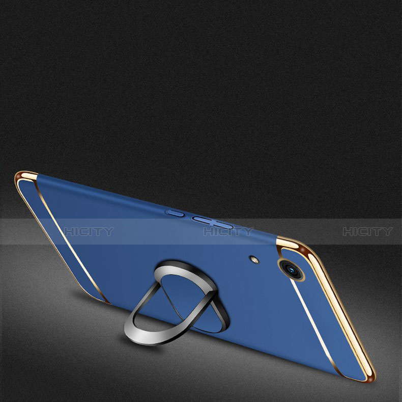 Handyhülle Hülle Luxus Metall Rahmen und Kunststoff Schutzhülle Tasche mit Fingerring Ständer A01 für Huawei Y6s groß