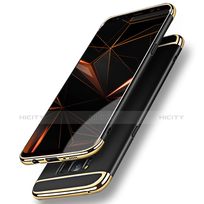 Handyhülle Hülle Luxus Metall Rahmen und Kunststoff Schutzhülle Tasche mit Fingerring Ständer A01 für Samsung Galaxy S8 groß