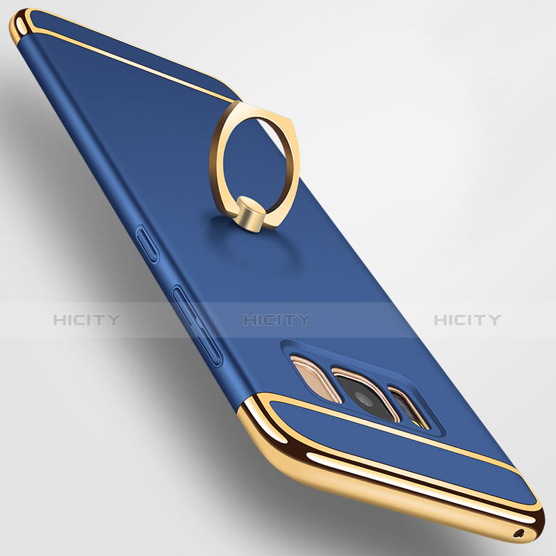Handyhülle Hülle Luxus Metall Rahmen und Kunststoff Schutzhülle Tasche mit Fingerring Ständer A01 für Samsung Galaxy S8 groß