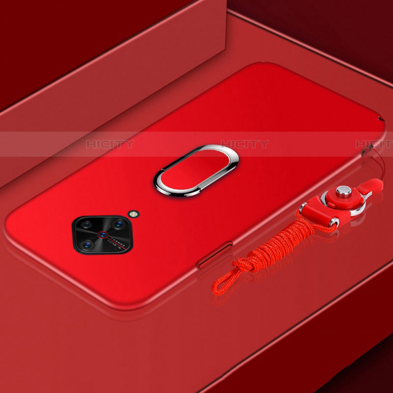 Handyhülle Hülle Luxus Metall Rahmen und Kunststoff Schutzhülle Tasche mit Fingerring Ständer A01 für Vivo X50 Lite