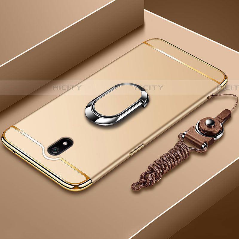 Handyhülle Hülle Luxus Metall Rahmen und Kunststoff Schutzhülle Tasche mit Fingerring Ständer A01 für Xiaomi Redmi 8A groß
